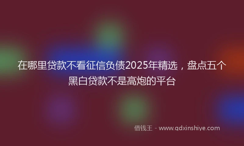 在哪里贷款不看征信负债2025年精选，盘点五个黑白贷款不是高炮的平台