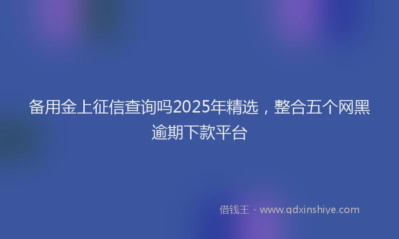 备用金上征信查询吗2025年精选，整合五个网黑逾期下款平台