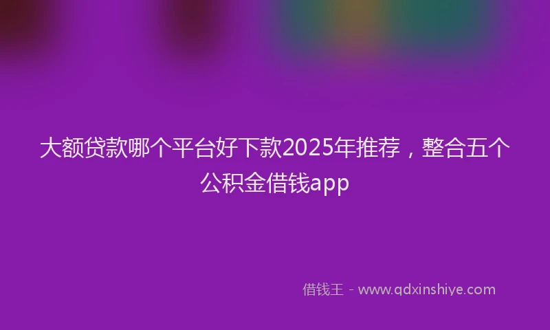 大额贷款哪个平台好下款2025年推荐，整合五个公积金借钱app