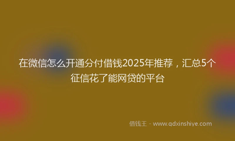 在微信怎么开通分付借钱2025年推荐，汇总5个征信花了能网贷的平台