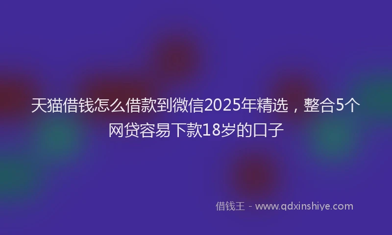 天猫借钱怎么借款到微信2025年精选，整合5个网贷容易下款18岁的口子