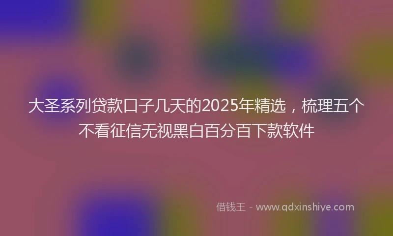 大圣系列贷款口子几天的2025年精选，梳理五个不看征信无视黑白百分百下款软件