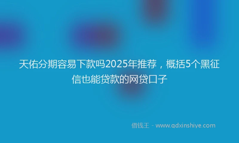 天佑分期容易下款吗2025年推荐，概括5个黑征信也能贷款的网贷口子
