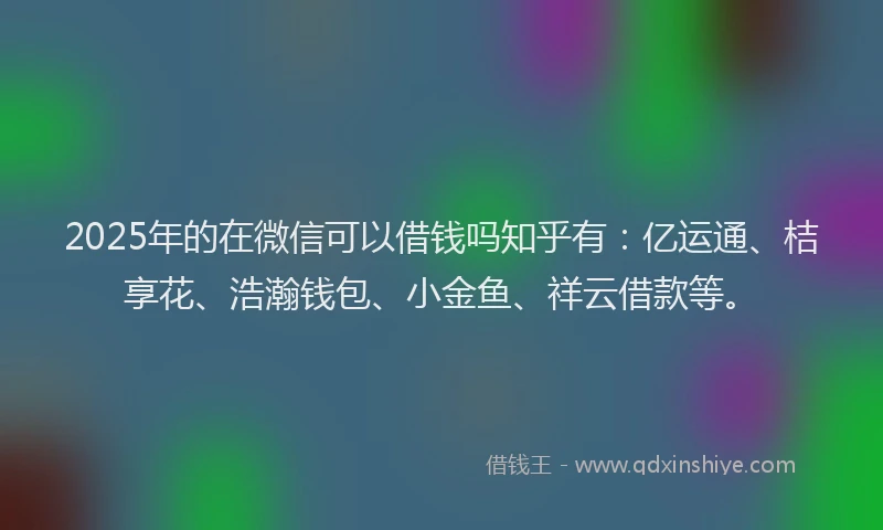 2025年的在微信可以借钱吗知乎有：亿运通、桔享花、浩瀚钱包、小金鱼、祥云借款等。