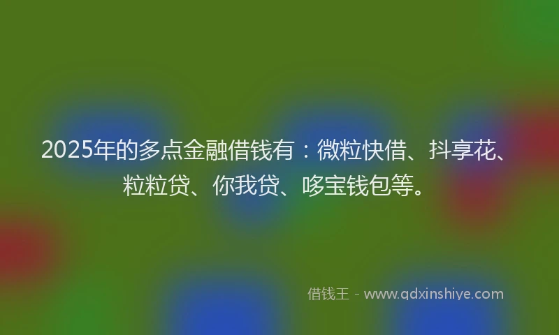 2025年的多点金融借钱有：微粒快借、抖享花、粒粒贷、你我贷、哆宝钱包等。