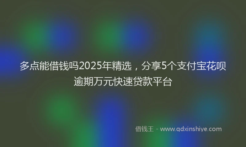 多点能借钱吗2025年精选，分享5个支付宝花呗逾期万元快速贷款平台