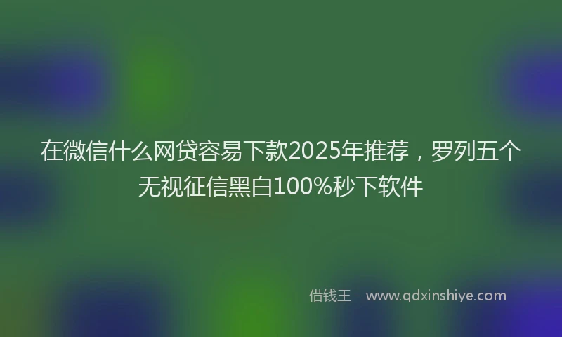 在微信什么网贷容易下款2025年推荐，罗列五个无视征信黑白100%秒下软件