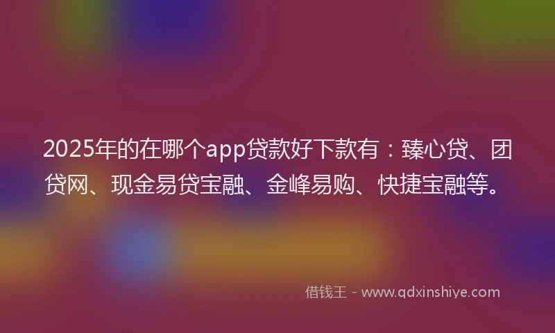 2025年的在哪个app贷款好下款有：臻心贷、团贷网、现金易贷宝融、金峰易购、快捷宝融等。