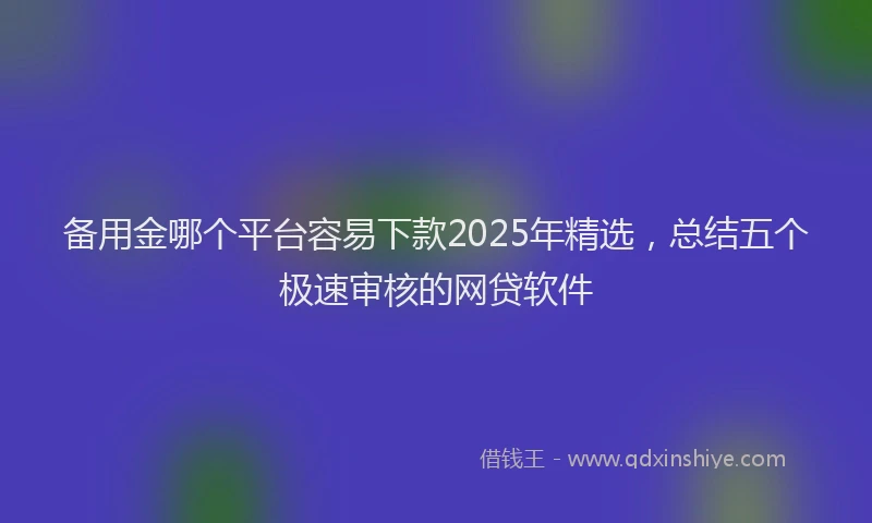 备用金哪个平台容易下款2025年精选，总结五个极速审核的网贷软件