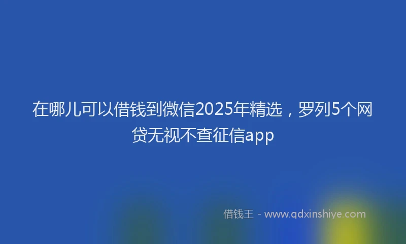 在哪儿可以借钱到微信2025年精选，罗列5个网贷无视不查征信app