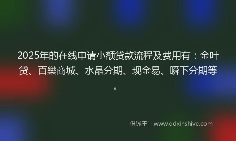 2025年的在线申请小额贷款流程及费用有：金叶贷、百樂商城、水晶分期、现金易、瞬下分期等。