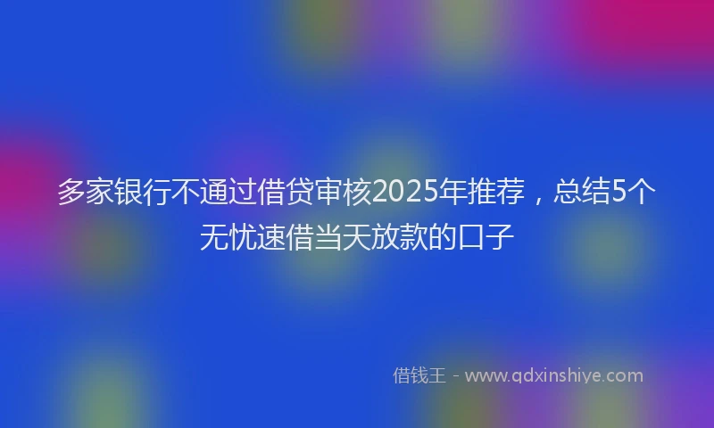 多家银行不通过借贷审核2025年推荐，总结5个无忧速借当天放款的口子