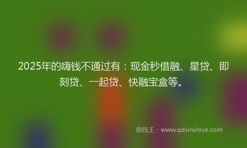 2025年的嗨钱不通过有：现金秒借融、星贷、即刻贷、一起贷、快融宝盒等。