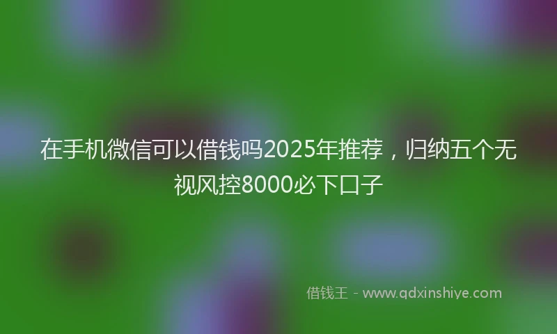 在手机微信可以借钱吗2025年推荐，归纳五个无视风控8000必下口子
