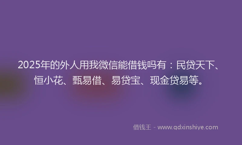 2025年的外人用我微信能借钱吗有：民贷天下、恒小花、甄易借、易贷宝、现金贷易等。