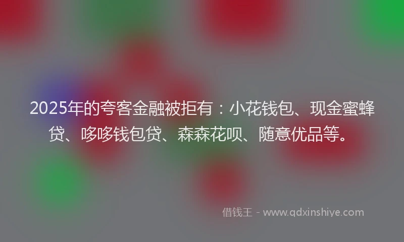 2025年的夸客金融被拒有：小花钱包、现金蜜蜂贷、哆哆钱包贷、森森花呗、随意优品等。