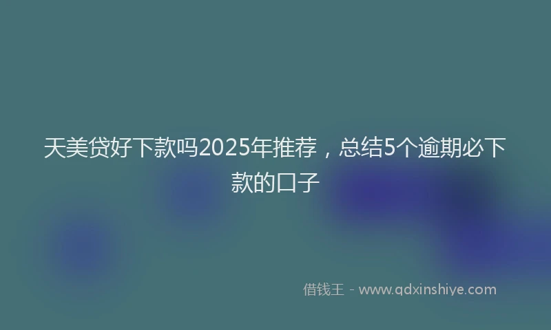 天美贷好下款吗2025年推荐，总结5个逾期必下款的口子