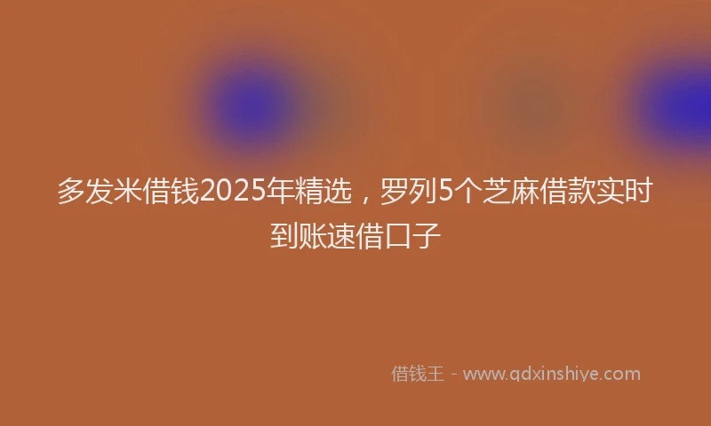 多发米借钱2025年精选，罗列5个芝麻借款实时到账速借口子
