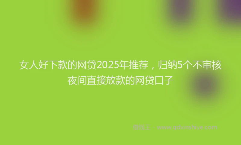 女人好下款的网贷2025年推荐，归纳5个不审核夜间直接放款的网贷口子