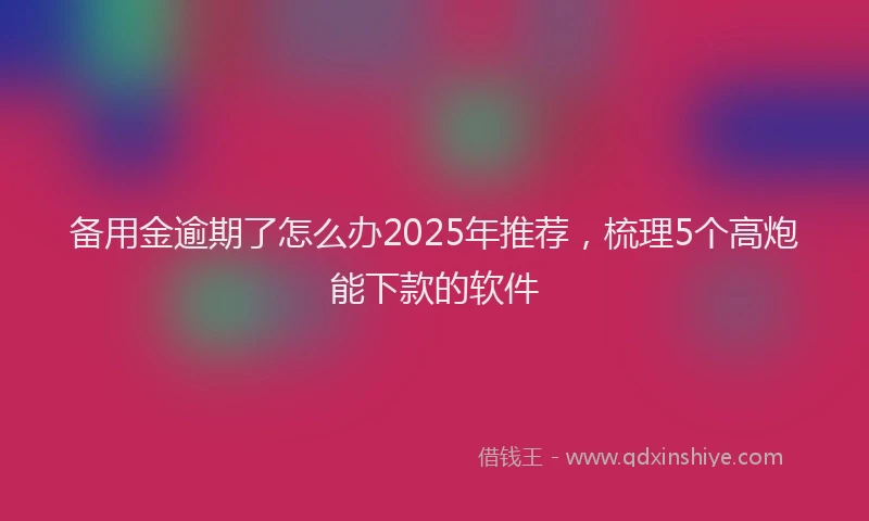 备用金逾期了怎么办2025年推荐，梳理5个高炮能下款的软件