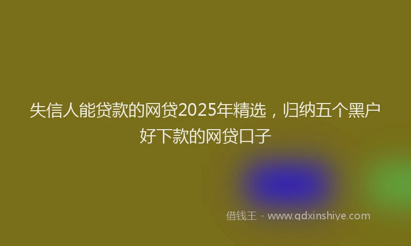 失信人能贷款的网贷2025年精选，归纳五个黑户好下款的网贷口子