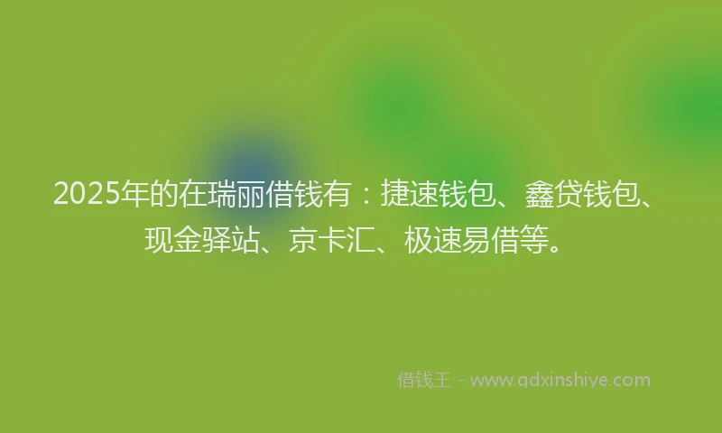 2025年的在瑞丽借钱有：捷速钱包、鑫贷钱包、现金驿站、京卡汇、极速易借等。