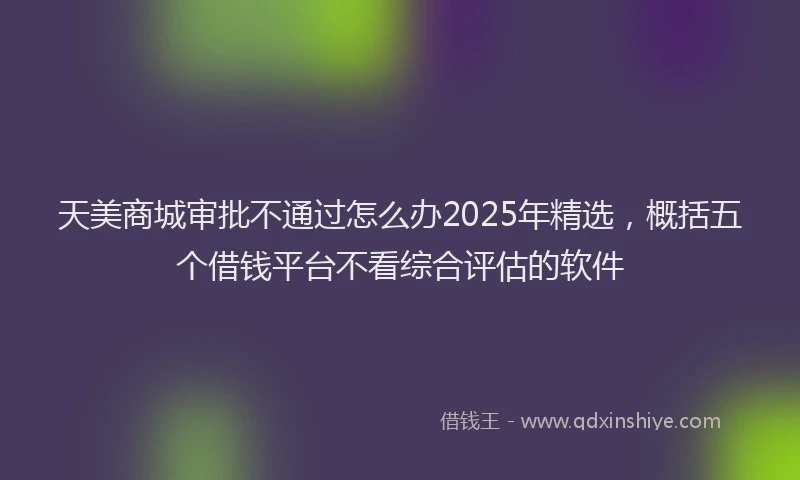 天美商城审批不通过怎么办2025年精选，概括五个借钱平台不看综合评估的软件