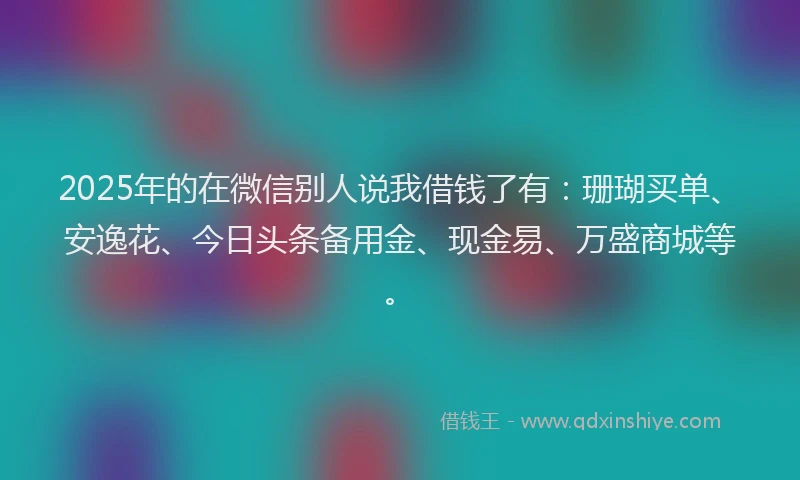 2025年的在微信别人说我借钱了有：珊瑚买单、安逸花、今日头条备用金、现金易、万盛商城等。