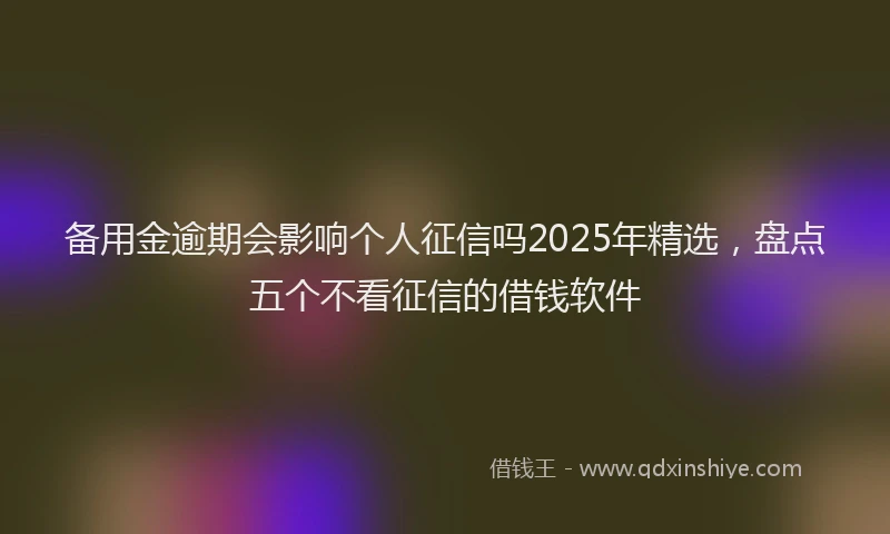 备用金逾期会影响个人征信吗2025年精选，盘点五个不看征信的借钱软件