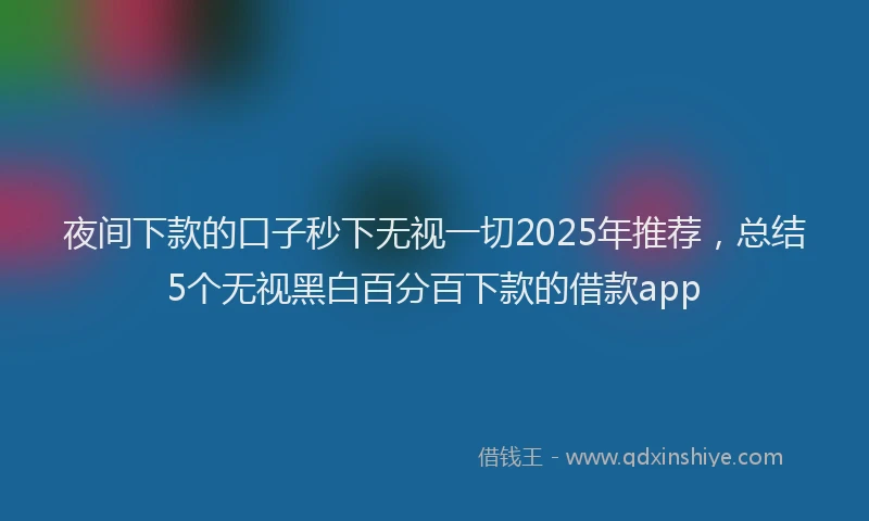 夜间下款的口子秒下无视一切2025年推荐，总结5个无视黑白百分百下款的借款app