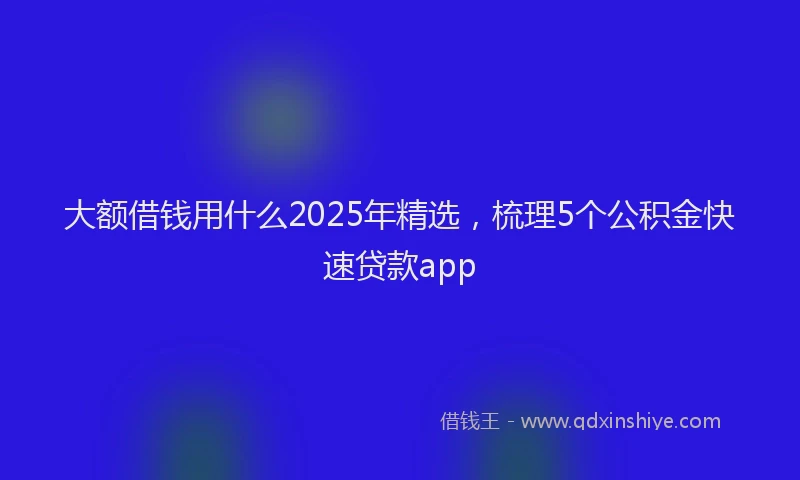 大额借钱用什么2025年精选，梳理5个公积金快速贷款app