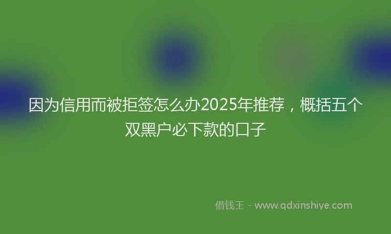 因为信用而被拒签怎么办2025年推荐，概括五个双黑户必下款的口子