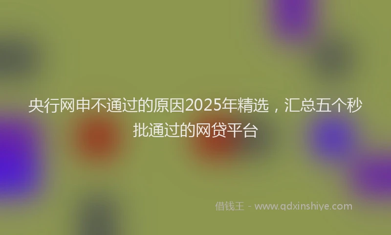 央行网申不通过的原因2025年精选，汇总五个秒批通过的网贷平台