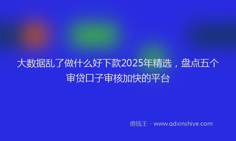 大数据乱了做什么好下款2025年精选，盘点五个审贷口子审核加快的平台