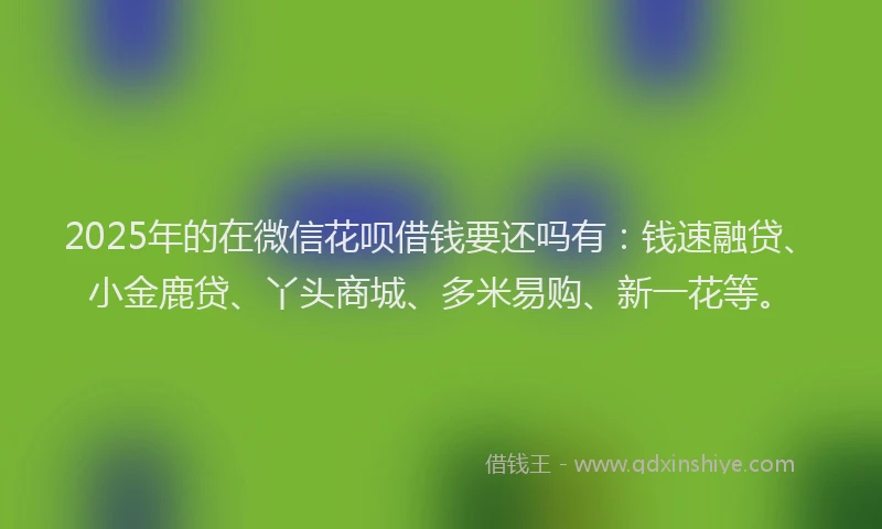 2025年的在微信花呗借钱要还吗有：钱速融贷、小金鹿贷、丫头商城、多米易购、新一花等。