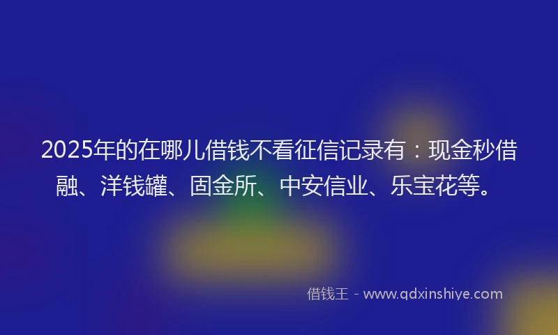 2025年的在哪儿借钱不看征信记录有：现金秒借融、洋钱罐、固金所、中安信业、乐宝花等。