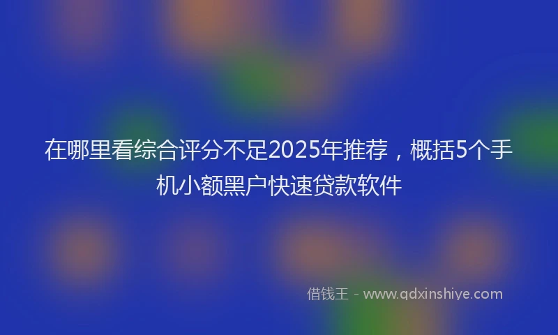 在哪里看综合评分不足2025年推荐，概括5个手机小额黑户快速贷款软件