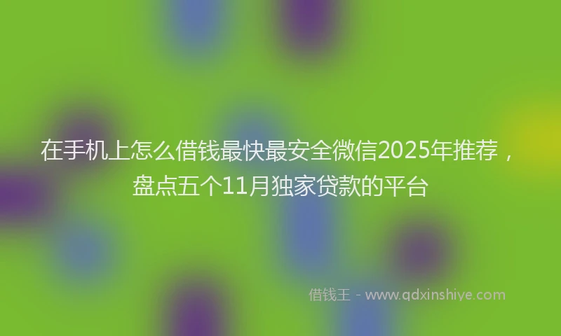 在手机上怎么借钱最快最安全微信2025年推荐，盘点五个11月独家贷款的平台