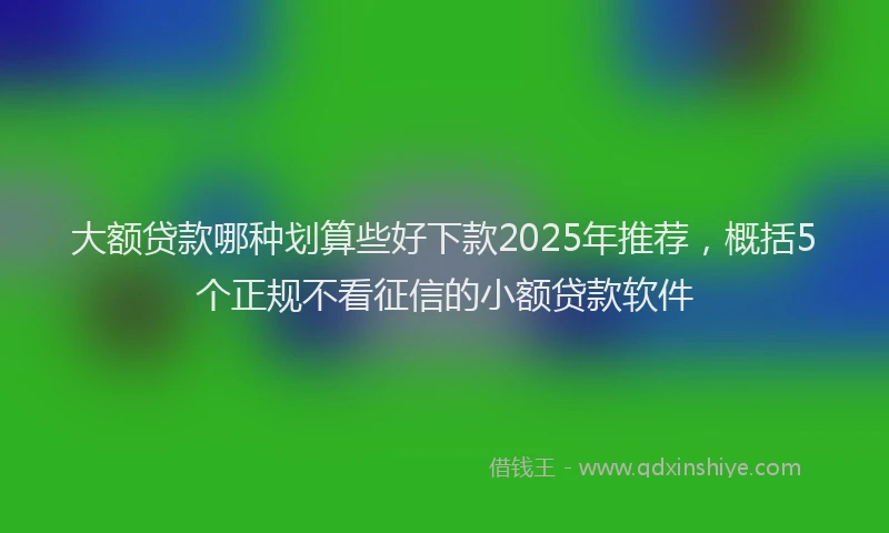 大额贷款哪种划算些好下款2025年推荐，概括5个正规不看征信的小额贷款软件