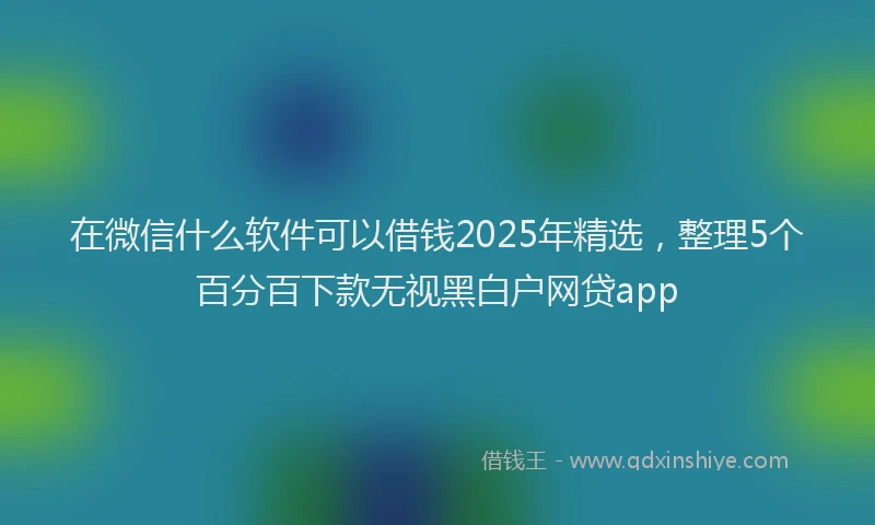 在微信什么软件可以借钱2025年精选，整理5个百分百下款无视黑白户网贷app
