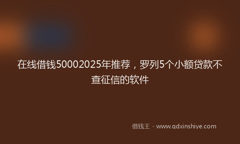在线借钱50002025年推荐，罗列5个小额贷款不查征信的软件