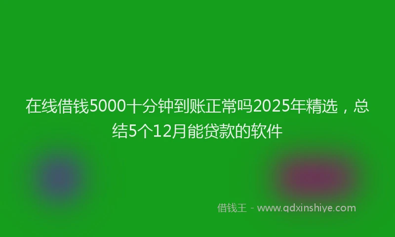 在线借钱5000十分钟到账正常吗2025年精选，总结5个12月能贷款的软件