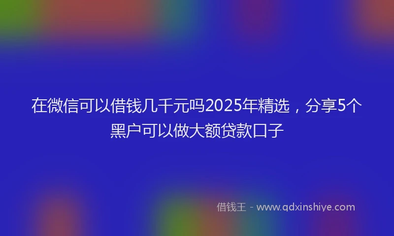 在微信可以借钱几千元吗2025年精选，分享5个黑户可以做大额贷款口子