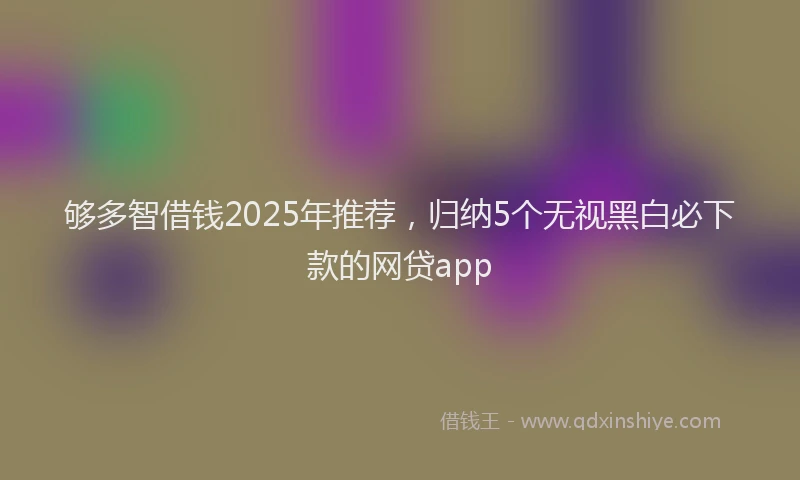 够多智借钱2025年推荐，归纳5个无视黑白必下款的网贷app