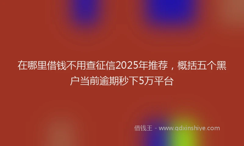 在哪里借钱不用查征信2025年推荐，概括五个黑户当前逾期秒下5万平台