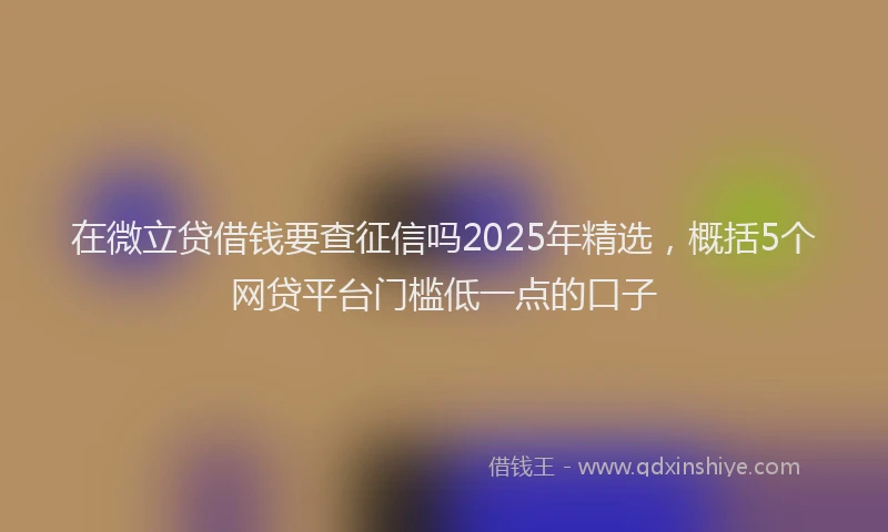 在微立贷借钱要查征信吗2025年精选，概括5个网贷平台门槛低一点的口子