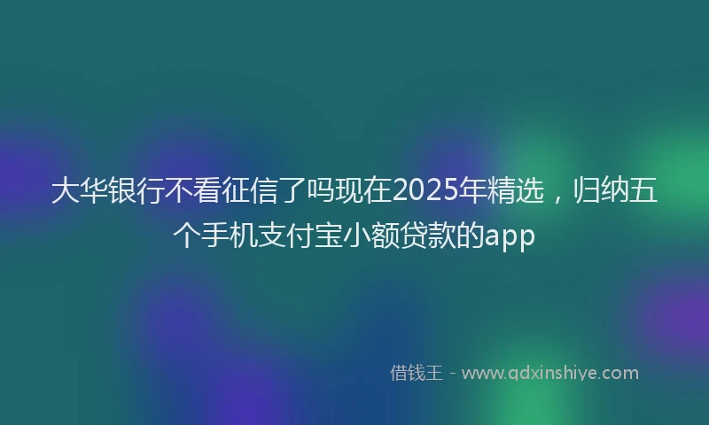 大华银行不看征信了吗现在2025年精选，归纳五个手机支付宝小额贷款的app