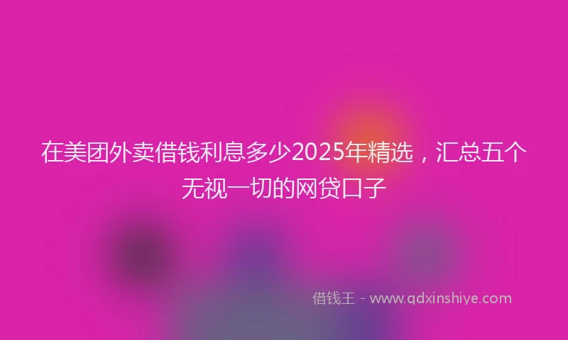 在美团外卖借钱利息多少2025年精选，汇总五个无视一切的网贷口子