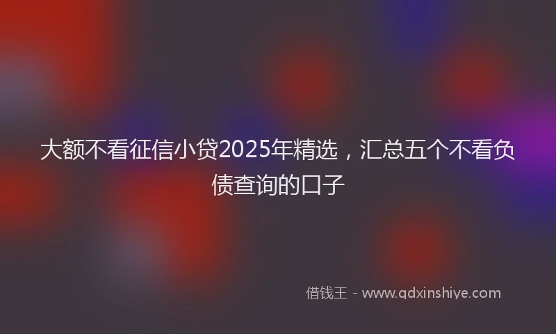 大额不看征信小贷2025年精选，汇总五个不看负债查询的口子