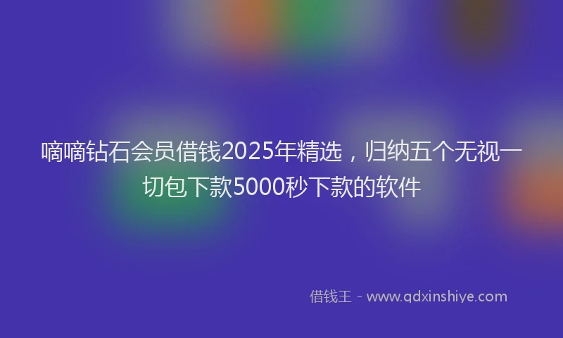 嘀嘀钻石会员借钱2025年精选，归纳五个无视一切包下款5000秒下款的软件